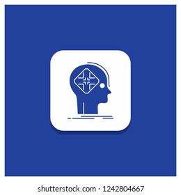 Blue Round Button for Advanced, cyber, future, human, mind Glyph icon