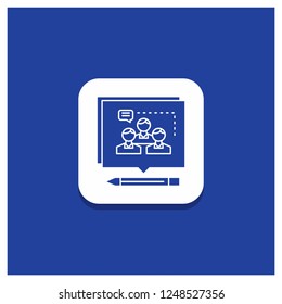 Blue Round Button for Analysis, argument, business, convince, debate Glyph icon