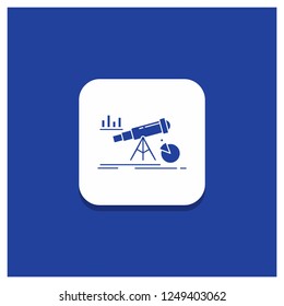 Blue Round Button for Analytics, finance, forecast, market, prediction Glyph icon