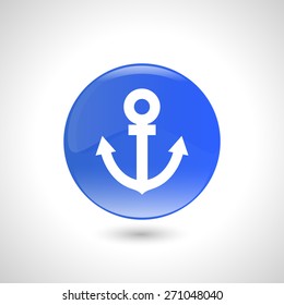 Blue round button with anchor icon for web design