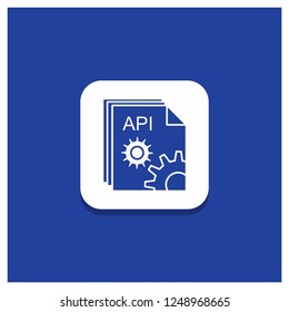 Blue Round Button for Api, app, coding, developer, software Glyph icon