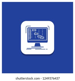 Blue Round Button for application, daw, digital, sequencer Glyph icon