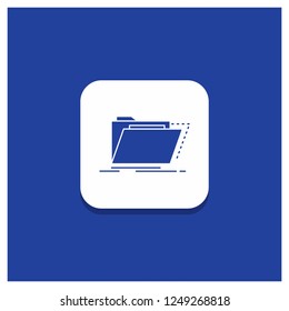 Blue Round Button for Archive, catalog, directory, files, folder Glyph icon