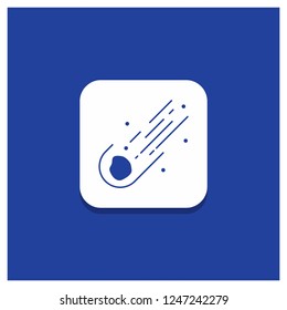 Blue Round Button for Asteroid, astronomy, meteor, space, comet Glyph icon