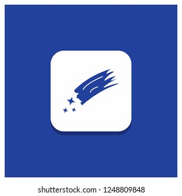 Blue Round Button for Asteroid, astronomy, meteor, space, comet Glyph icon