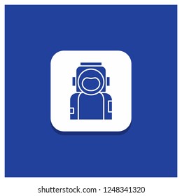 Blue Round Button for astronaut, space, spaceman, helmet, suit Glyph icon