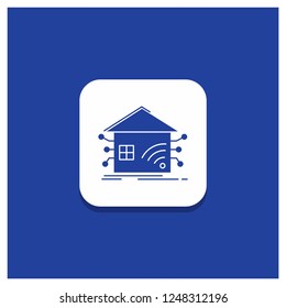 Blue Round Button for Automation, home, house, smart, network Glyph icon