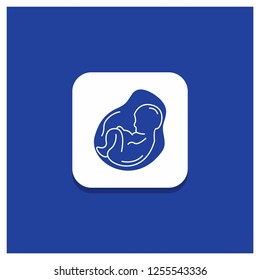 Blue Round Button for Baby, pregnancy, pregnant, obstetrics, fetus Glyph icon