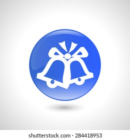 Blue round button with bell icon for web design