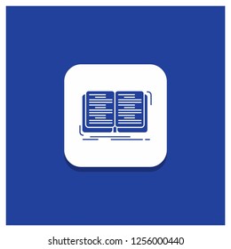 Blue Round Button for book, education, lesson, study Glyph icon