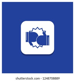 Blue Round Button for Box, boxing, competition, fight, gloves Glyph icon