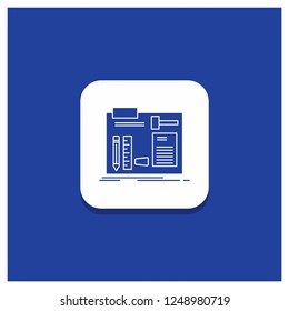 Blue Round Button for Build, construct, diy, engineer, workshop Glyph icon