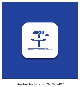Blue Round Button for Build, design, develop, tool, tools Glyph icon