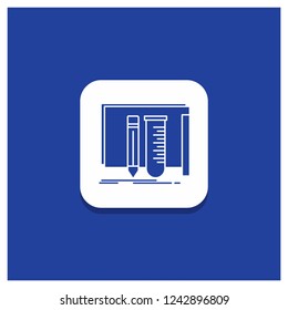 Blue Round Button for build, equipment, fab, lab, tools Glyph icon