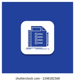 Blue Round Button for Business, list, plan, planning, task Glyph icon