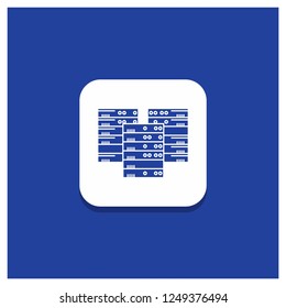 Blue Round Button for Center, centre, data, database, server Glyph icon