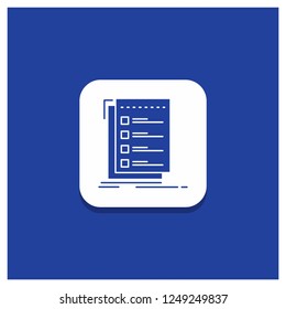 Blue Round Button for Check, checklist, list, task, to do Glyph icon