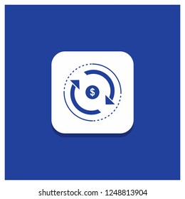 Blue Round Button for Circulation, finance, flow, market, money Glyph icon