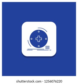 Blue Round Button for Clinical, digital, health, healthcare, telemedicine Glyph icon
