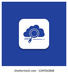 Blue Round Button for cloud, search, storage, technology, computing Glyph icon