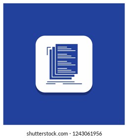 Blue Round Button for Code, coding, compile, files, list Glyph icon
