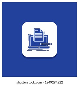 Blue Round Button for Coder, coding, computer, list, paper Glyph icon
