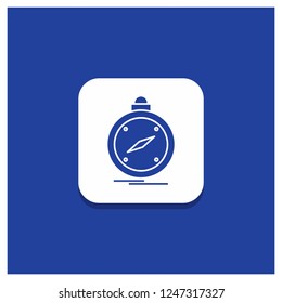 Blue Round Button for compass, direction, navigation, gps, location Glyph icon