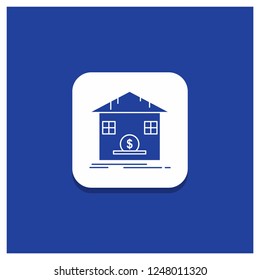 Blue Round Button for Deposit, safe, savings, Refund, bank Glyph icon