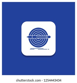 Blue Round Button for Design, goal, pencil, set, target Glyph icon