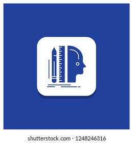 Blue Round Button for Design, human, ruler, size, thinking Glyph icon