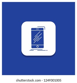 Blue Round Button for Device, mobile, phone, smartphone, telephone Glyph icon