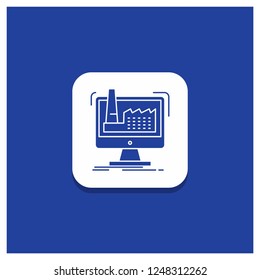 Blue Round Button for digital, factory, manufacturing, production, product Glyph icon