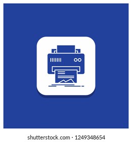 Blue Round Button for Digital, printer, printing, hardware, paper Glyph icon