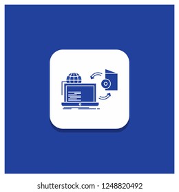 Blue Round Button for Disc, online, game, publish, publishing Glyph icon