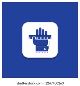 Blue Round Button for Education, hand, learn, learning, ruler Glyph icon