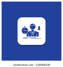 Blue Round Button for failure, fail, sad, depression, time Glyph icon