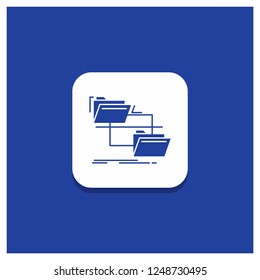 Blue Round Button for folder, file, management, move, copy Glyph icon