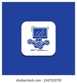 Blue Round Button for Game, gaming, internet, multiplayer, online Glyph icon