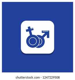 Blue Round Button for Gender, Venus, Mars, Male, Female Glyph icon