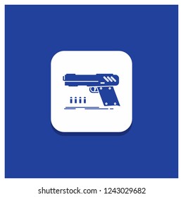 Blue Round Button for gun, handgun, pistol, shooter, weapon Glyph icon