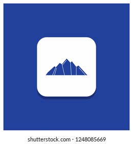 Blue Round Button for hill, landscape, nature, mountain, scene Glyph icon