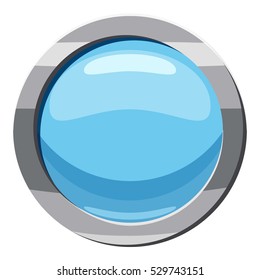 Blue round button icon. Cartoon illustration of blue round button vector icon for web