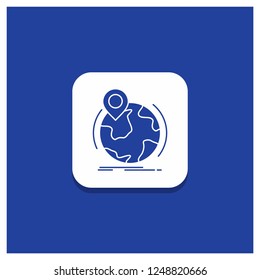 Blue Round Button for location, globe, worldwide, pin, marker Glyph icon