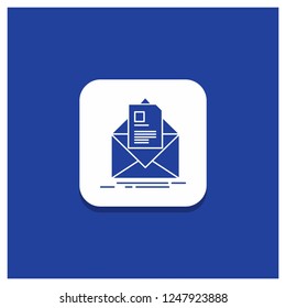 Blue Round Button for mail, contract, letter, email, briefing Glyph icon