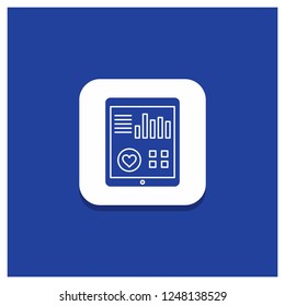 Blue Round Button for monitoring, health, heart, pulse, Patient Report Glyph icon