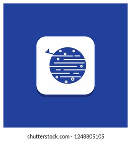 Blue Round Button for moon, planet, space, squarico, earth Glyph icon