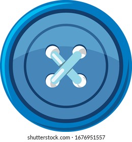 Blue round button on white background illustration