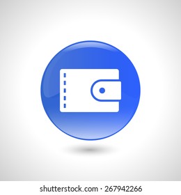 Blue round button with purse icon for web design