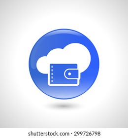 Blue round button with purse icon for web design