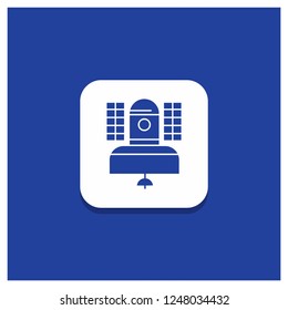 Blue Round Button for Satellite, broadcast, broadcasting, communication, telecommunication Glyph icon